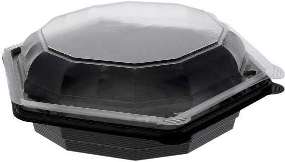 Pactiv Evergreen - 9" Dual Color Shallow Hexagon Container, Black/Clear, 120 Count - YEH8-9090