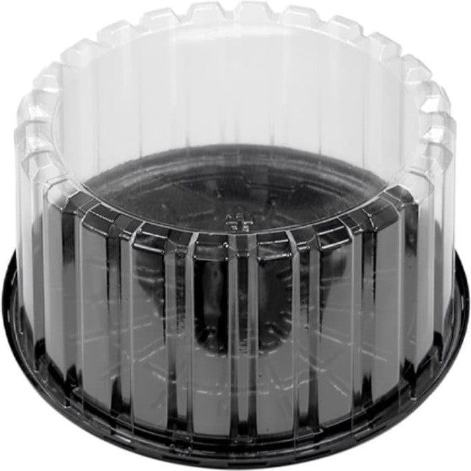 Pactiv Evergreen - 9" Plastic Cake Container With Clear Deep Dome Black Base, Pack of 90 - YEH899010000