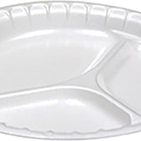 Pactiv Evergreen - 9" Round 3 Compartment Foam Plate, 500/Cs - 0TK100110000 (Special Order Item)