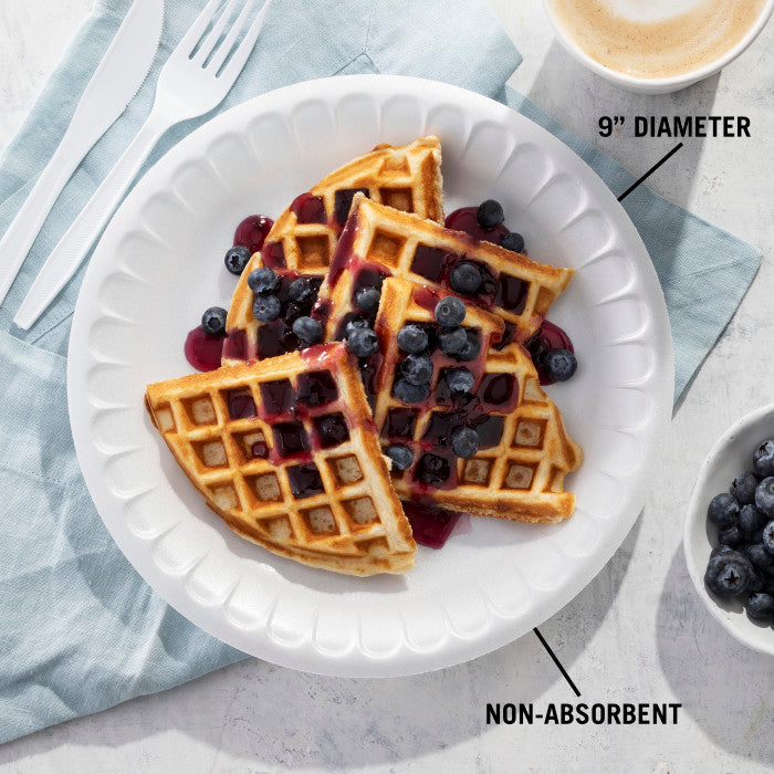 Pactiv Evergreen - 9" Round Non-Laminated Foam Plate, 500/Cs - 0TH10009