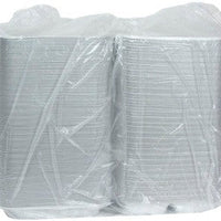 Pactiv Evergreen - 9 x 9 x 3" White 3-Compartment MFPP Hinged Lid Container, 120/cs - YCN809030000