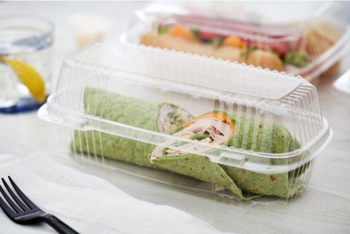 Pactiv Evergreen - 9.25" X 4.5" Clear SmartLock® Hinged Lid Hoagie Container, Pack of 250 - YCI810490000