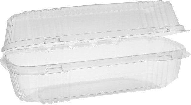 Pactiv Evergreen - 9.25" X 4.5" Clear SmartLock® Hinged Lid Hoagie Container, Pack of 250 - YCI810490000