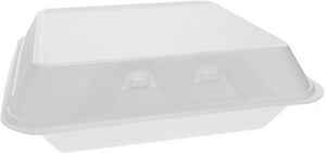 Pactiv Evergreen - 9.5" x 10.5" x 3.25", White Foam XLarge Hinged-Lid Takeout Container Smartlock, 250 Per Case - YHLW10010000