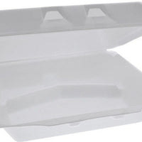 Pactiv Evergreen - 9.5 x 10.5 x 3.3" White PS Foam SmartLock® 3-Compartment Hinged Lid Container, 200/Cs - YHLW10030000