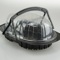 Pactiv Evergreen - Black Base with Clear Dome Medium Chicken Roaster Takeout Container with Handles , Pack of 120 - YCNC690700DZ