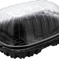 Pactiv Evergreen - Black Base with Clear Dome Medium Chicken Roaster Takeout Container with Handles , Pack of 120 - YCNC690700DZ