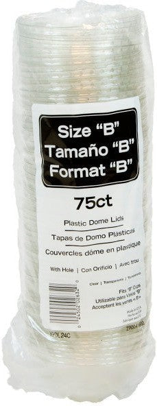 Pactiv Evergreen - Clear Recycled Plastic Dome Lid with Hole for "B" Size Cold Drink Cups, 900/cs - YPDL24C (Special Order Item)