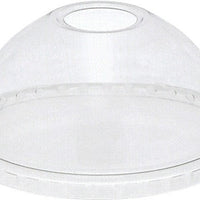Pactiv Evergreen - Clear Recycled Plastic Dome Lid with Hole for "B" Size Cold Drink Cups, 900/cs - YPDL24C (Special Order Item)