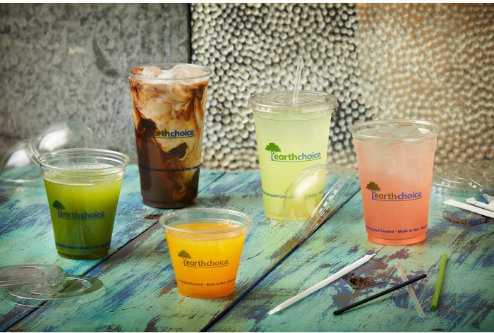 Pactiv Evergreen - Clear, Recycled Plastic Flat Lid with Straw Slot for "A" Size Cold Drink Cups, 1020/cs - YLP20C (Special Order Item)