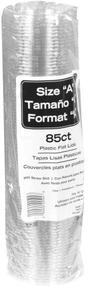 Pactiv Evergreen - Clear, Recycled Plastic Flat Lid with Straw Slot for "A" Size Cold Drink Cups, 1020/cs - YLP20C (Special Order Item)