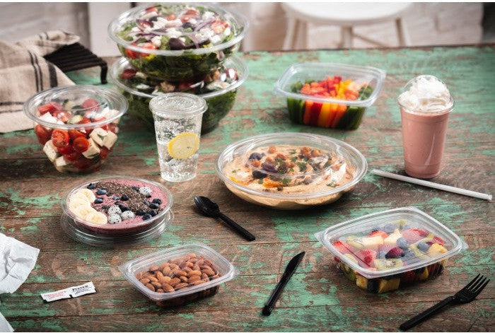 Pactiv Evergreen - Clear, Recycled Plastic Flat Lid with Straw Slot for "A" Size Cold Drink Cups, 900/cs - YPDL20C (Special Order Item)