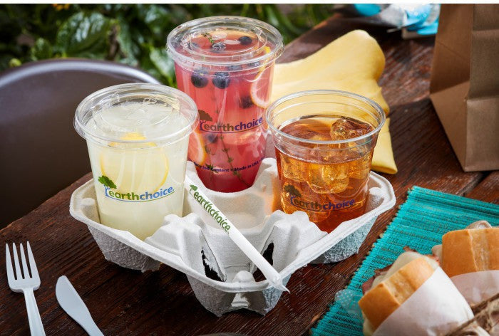 Pactiv Evergreen - Clear Recycled Plastic Flat Lid with Straw Slot for "B" Size Cold Drink Cups, 1020/cs - YLP24C (Special Order Item)