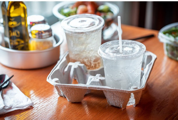 Pactiv Evergreen - Clear Recycled Plastic Flat Lid with Straw Slot for "B" Size Cold Drink Cups, 1020/cs - YLP24C (Special Order Item)