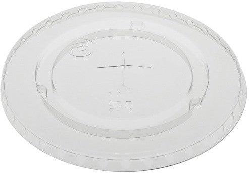 Pactiv Evergreen - Clear Recycled Plastic Flat Lid with Straw Slot for "B" Size Cold Drink Cups, 1020/cs - YLP24C (Special Order Item)
