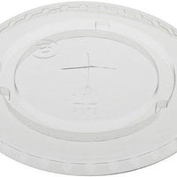 Pactiv Evergreen - Clear Recycled Plastic Flat Lid with Straw Slot for "B" Size Cold Drink Cups, 1020/cs - YLP24C (Special Order Item)