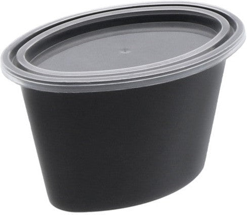 Pactiv Evergreen - Ellipso® 4 oz. Black Microwavable Portion Cup and Lid Combo, 500 Per Case - E504B