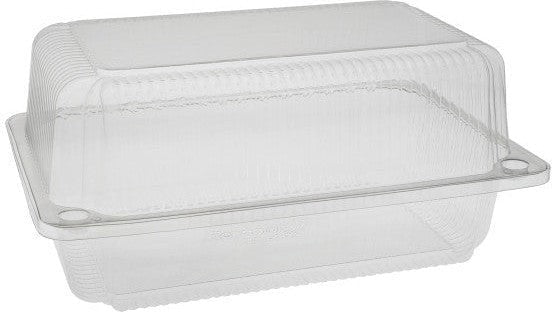 Pactiv Evergreen - Plastic Rectangular Hinged Container 9.3'' X 6.2'' X 4.2'' With Button Snap Lid, 200/Cs - TV0225P (Special Order Item)