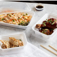 Pactiv Evergreen - VERSAtainer 12 Oz White/Clear Rectangular PP Container and Lid, Pack of 150 - NC818