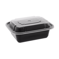 Pactiv Evergreen - VERSAtainer 12 oz. Black/Clear Rectangular PP Container and Lid, Pack of 150 - NC818B