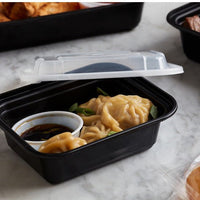 Pactiv Evergreen - VERSAtainer 12 oz. Black/Clear Rectangular PP Container and Lid, Pack of 150 - NC818B