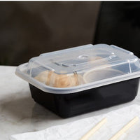 Pactiv Evergreen - VERSAtainer 12 oz. Black/Clear Rectangular PP Container and Lid, Pack of 150 - NC818B