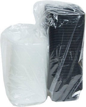 Pactiv Evergreen - VERSAtainer 12 oz. Black/Clear Rectangular PP Container and Lid, Pack of 150 - NC818B