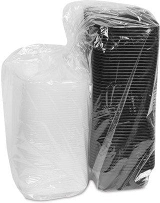 Pactiv Evergreen - VERSAtainer 16 oz. Black/Clear Rectangular PP Container and Lid, Pack of 150 - NC718B