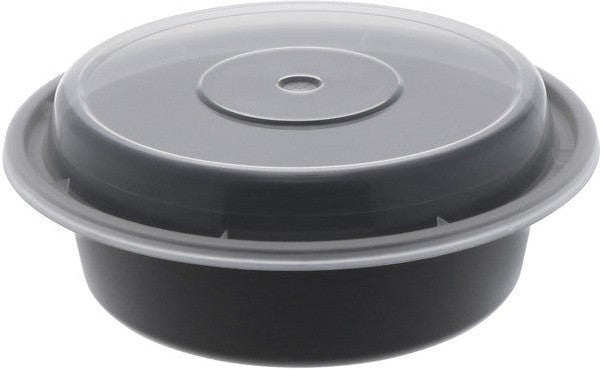 Pactiv Evergreen - VERSAtainer 16 oz. Black/Clear Rectangular PP Container and Lid, Pack of 150 - NC718B
