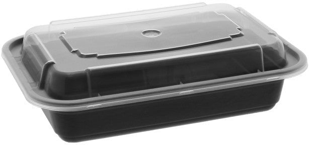 Pactiv Evergreen - VERSAtainer 16 oz. Black/Clear Rectangular PP Container and Lid, Pack of 150 - NC8168B