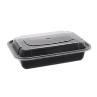 Pactiv Evergreen - VERSAtainer 16 oz. Black/Clear Rectangular PP Container and Lid, Pack of 150 - NC8168B