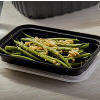 Pactiv Evergreen - VERSAtainer 16 oz. Black/Clear Rectangular PP Container and Lid, Pack of 150 - NC8168B