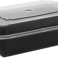 Pactiv Evergreen - VERSAtainer 24 oz. Black/Clear Rectangular PP Container and Lid, Pack of 150 - NC838B