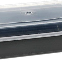 Pactiv Evergreen - VERSAtainer 38 oz. Black/Clear Rectangular PP Container and Lid, Pack of 150 - NC888B