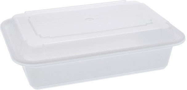 Pactiv Evergreen - VERSAtainer 38 oz. White/Clear Rectangular PP Container and Lid, Pack of 150cs - NC888