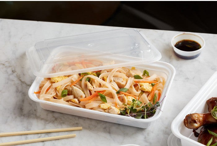 Pactiv Evergreen - VERSAtainer 38 oz. White/Clear Rectangular PP Container and Lid, Pack of 150cs - NC888