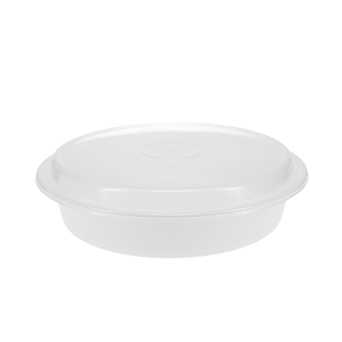 Pactiv Evergreen - VERSAtainer 48 oz. White/Clear Round PP Container and Lid, Pack of 150cs - NC948
