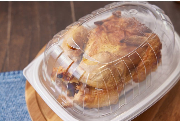 Pactiv Evergreen - White Medium Chicken Roaster Container with Base, 110/Cs - YCNC-6005DZW