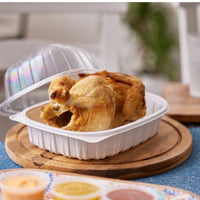 Pactiv Evergreen - White Medium Chicken Roaster Container with Base, 110/Cs - YCNC-6005DZW
