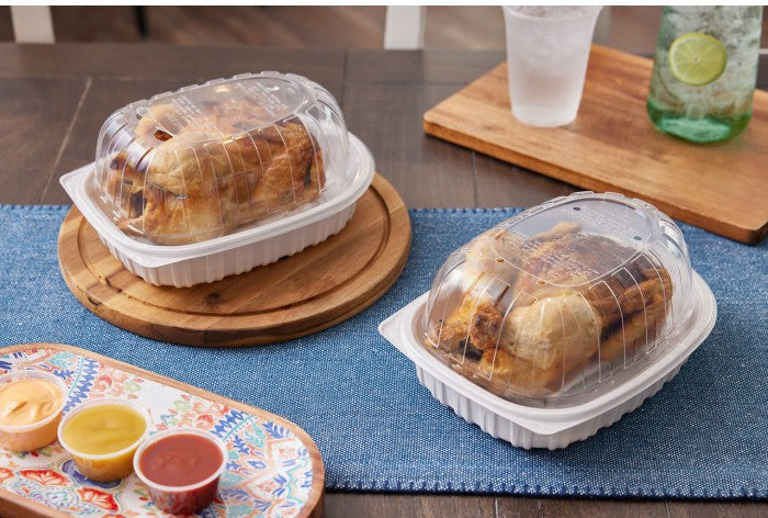 Pactiv Evergreen - White Medium Chicken Roaster Container with Base, 110/Cs - YCNC-6005DZW