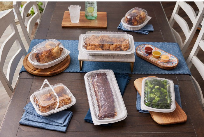 Pactiv Evergreen - White Medium Chicken Roaster Container with Base, 110/Cs - YCNC-6005DZW