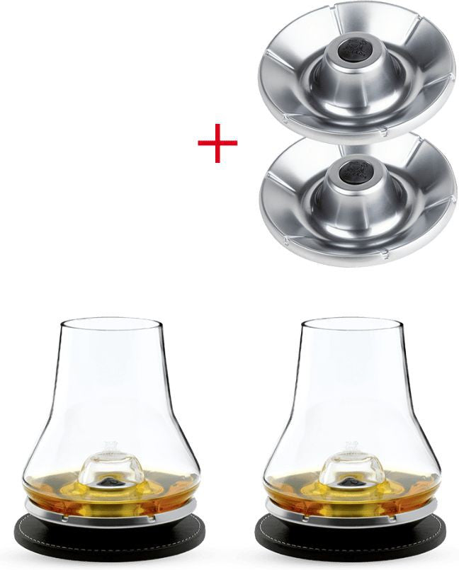Peugeot - 12.8 Oz Impitoyable Whisky Tasting Set (Glass + Chilling Base + Coaster), Set of 4 ( 38 cl) - 266097