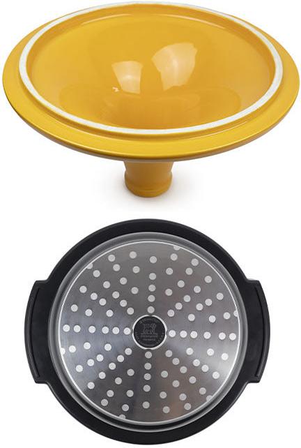 Peugeot - Appolia Atlas 12" Saffron Yellow Ceramic and Aluminum Tagine - 62163