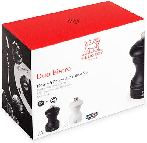 Peugeot - Bistro 4" Wood White/Black Salt & Pepper Mills, Pack of 2 (10cm) - 2/24291