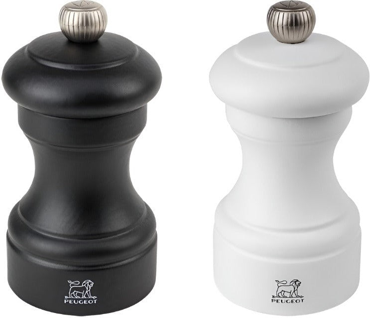 Peugeot - Bistro 4" Wood White/Black Salt & Pepper Mills, Pack of 2 (10cm) - 2/24291