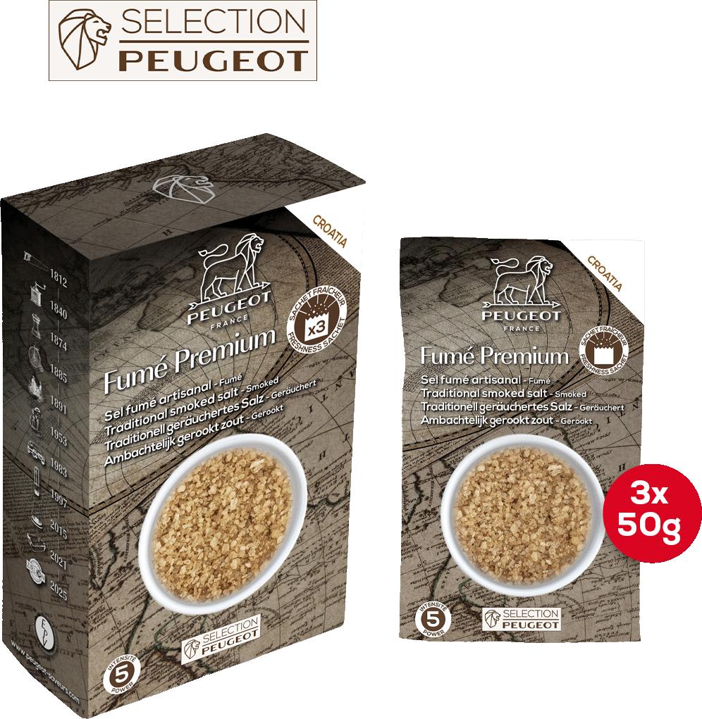Peugeot - Croatia Smoked Salt 150g, Pack of 3 x 50g Sachets - 46958