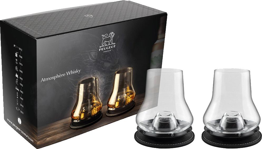 Peugeot - Duo Whisky Tasting Glasses with Black Bases, Whisky Atmosphere Gift Set - 266226