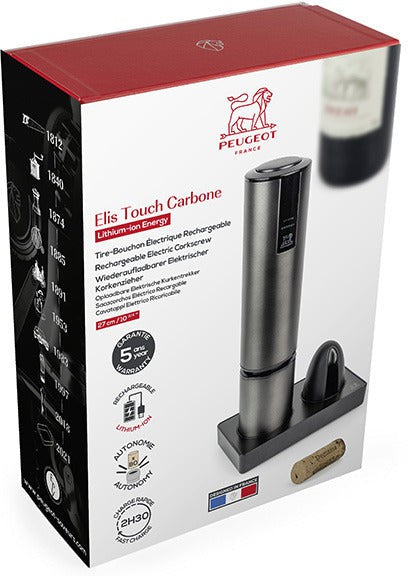 Peugeot - Elis Touch 10.5" Carbone Rechargeable Corkscrew With Foil Cutter (27 cm ) - 201043