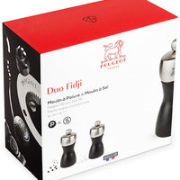 Peugeot - Fidji 5" Wood/Stainless Black Pepper and Salt Mills, Pack of 2 (12 cm) - 2/21283