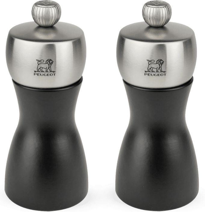 Peugeot - Fidji 5" Wood/Stainless Black Pepper and Salt Mills, Pack of 2 (12 cm) - 2/21283